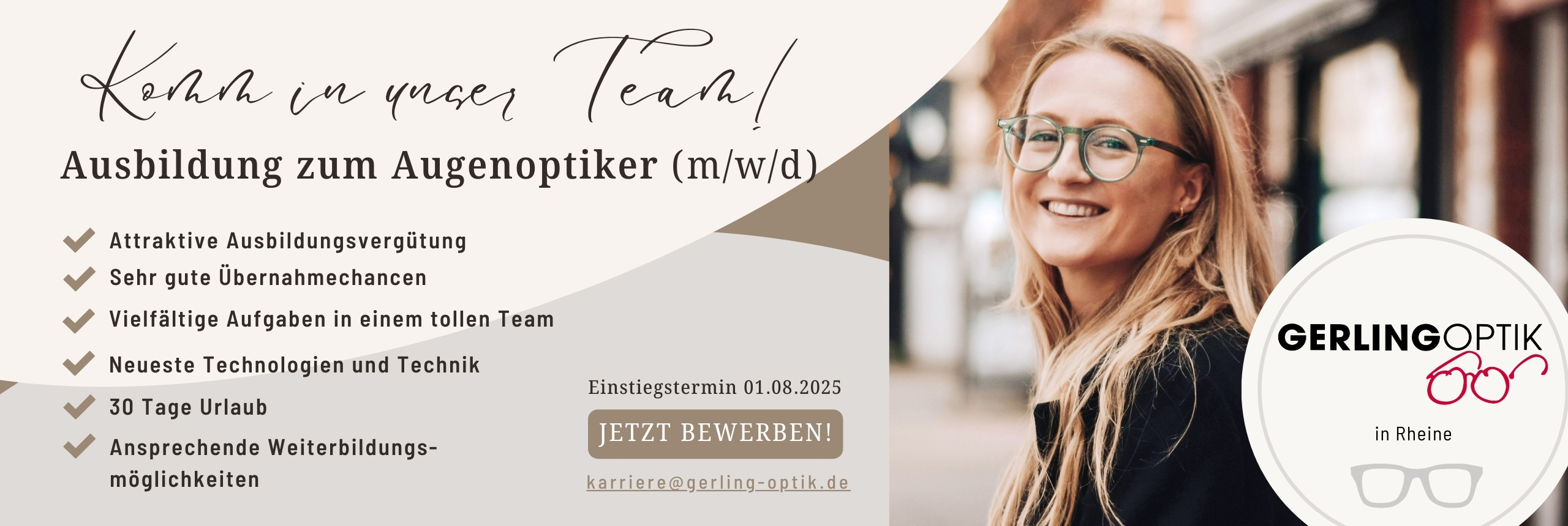 Ausbildung 2025 bei Gerling Optik in Rheine zum Augenoptiker